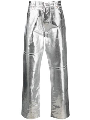 MM6 Maison Margiela panelled metallic straight-leg jeans - Silver