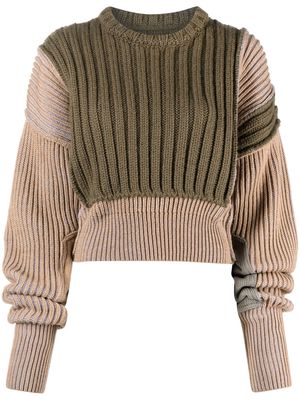 MM6 Maison Margiela patchwork chunky ribbed-knit jumper - Green