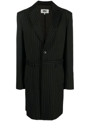 MM6 Maison Margiela pinstripe-patterned single-breasted coat - Black