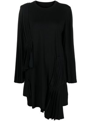 MM6 Maison Margiela pleated asymmetric cotton dress - Black