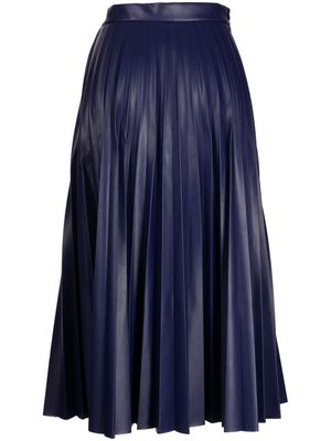 MM6 Maison Margiela pleated faux-leather midi skirt - Blue