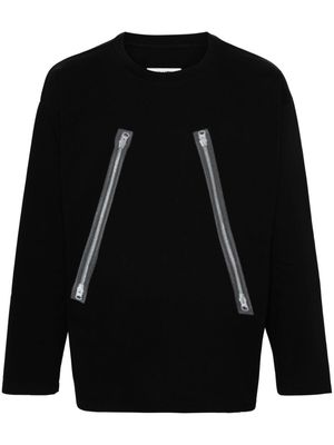 MM6 Maison Margiela rasterized-zip-print longsleeved T-shirt - Black