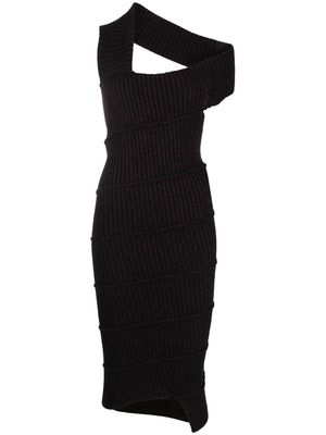 MM6 Maison Margiela ribbed-knit asymmetric dress - Black