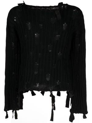 MM6 Maison Margiela ribbon-detail virgin wool-blend jumper - Black
