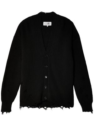 MM6 Maison Margiela ripped cotton cardigan - Black