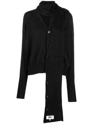 MM6 Maison Margiela scarf-detail knit cardigan - Black