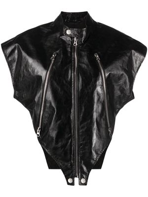 MM6 Maison Margiela short-sleeve leather jacket - Black
