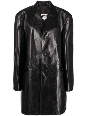 MM6 Maison Margiela single-breasted leather coat - Black