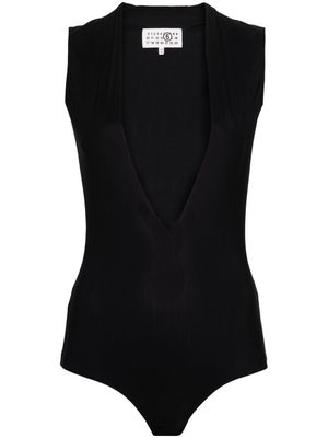 MM6 Maison Margiela single-stitch V-neck bodysuit - Black