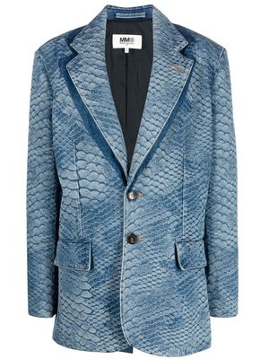 MM6 Maison Margiela snakeskin-print single-breasted blazer - Blue