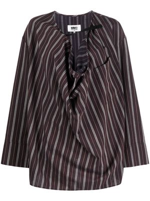 MM6 Maison Margiela striped draped long-sleeve blouse - Purple