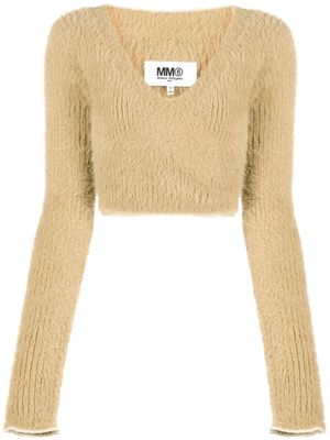 MM6 Maison Margiela textured knit crop top - Neutrals