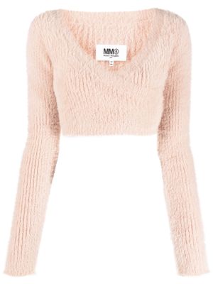 MM6 Maison Margiela textured knit crop top - Pink