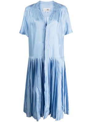 MM6 Maison Margiela V-neck pleated midi dress - Blue