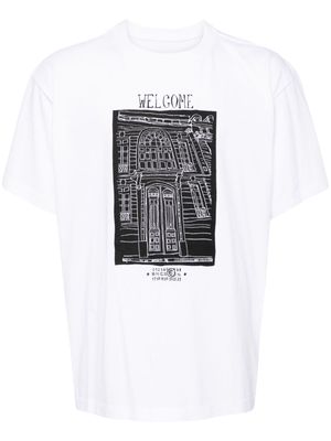 MM6 Maison Margiela Welcome-print cotton T-shirt - White