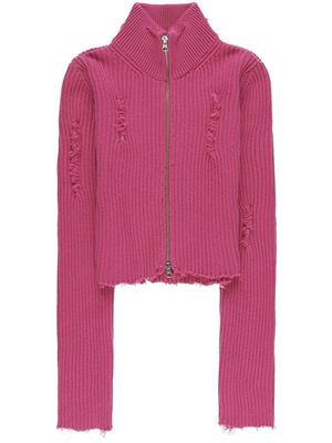 MM6 Maison Margiela zip-up cropped cardigan - Pink