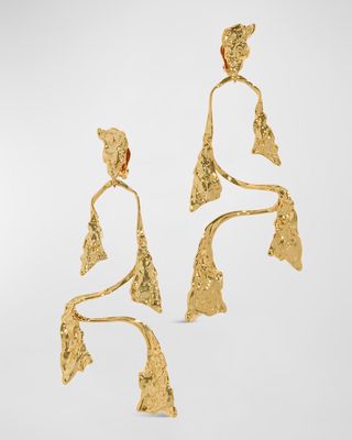 Mobile Gold Balance Clip Earrings