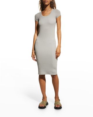 Modal Rib Knee-Length Crewneck Dress