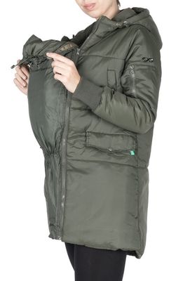 Modern Eternity 3-in-1 Hooded Maternity Puffer Jacket in Khaki Green