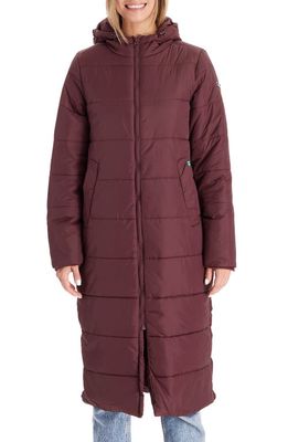 Modern Eternity 3-in-1 Long Quilted Waterproof Maternity Puffer Coat in Burgundy 