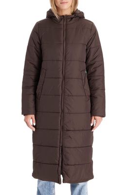 Modern Eternity 3-in-1 Long Quilted Waterproof Maternity Puffer Coat in Dark Chocolate 