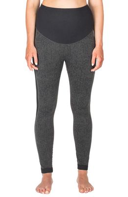 Modern Eternity Activewear Maternity Leggings in Grey Jacquard