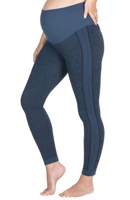 Modern Eternity Activewear Maternity Leggings in Navy Jacquard