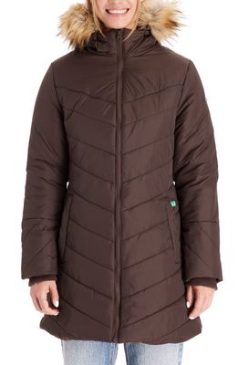 Modern Eternity Faux Fur Trim Convertible Puffer 3-in-1 Maternity Jacket in Dark Chocolate