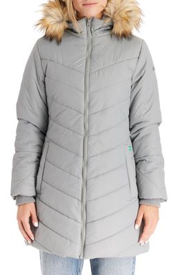 Modern Eternity Faux Fur Trim Convertible Puffer 3-in-1 Maternity Jacket in Graphite 