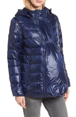 Modern Eternity Lightweight Puffer Convertible 3-in-1 Maternity Jacket in Navy