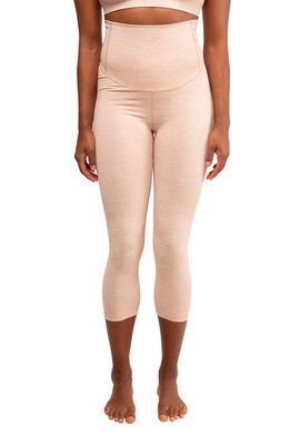 Modern Eternity Seamless Maternity Capri Leggings in Peach Melange 