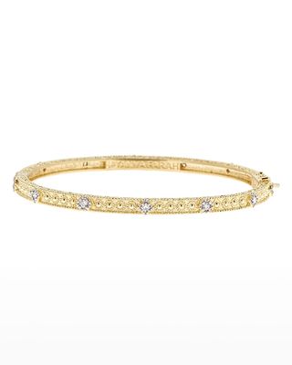 Modern Etruscan Granulated Diamond Bangle Bracelet