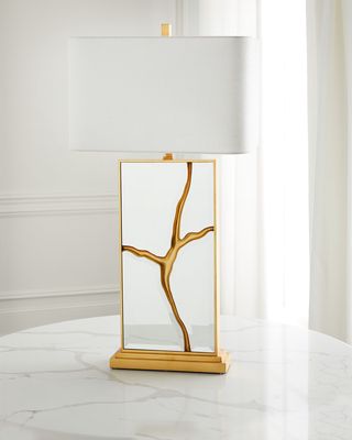 Modern Mirror & Exotic Gold Table Lamp