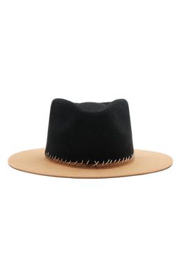 MODERN MONARCHIE Colorblock Wool Fedora in Black/Camel