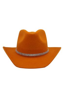 MODERN MONARCHIE Texan Embellished Wool Cowboy Hat in Orange