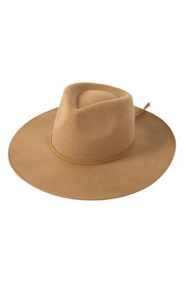 MODERN MONARCHIE Wide Brim Wool Fedora in Camel