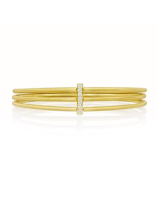 Moderne 18k Gold Three-Row Bangle with Diamond Bar
