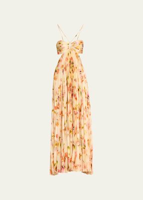 Moira Floral Cut-Out Halter Maxi Dress