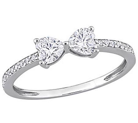 MoissanIce Moissanite 0.55 cttw Duo Heart Ring, Sterling