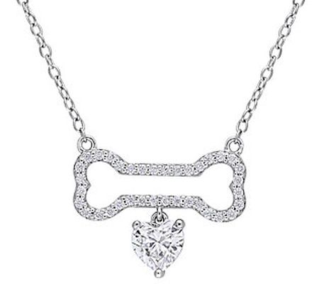 MoissanIce Moissanite 0.60 cttw Dog Bone Nec kl ce, Sterling