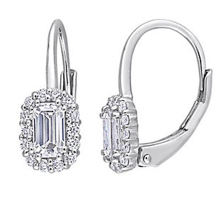 MoissanIce Moissanite 0.65 cttw Halo Lev erback Earrings