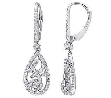 MoissanIce Moissanite 0.75 cttw Drop Earrings, terling