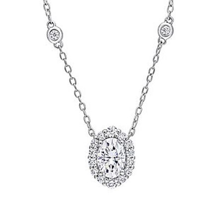MoissanIce Moissanite 1.10 cttw Oval Necklace, terling
