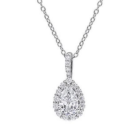 MoissanIce Moissanite 1.15 cttw Teardrop Pendan w/ Chain