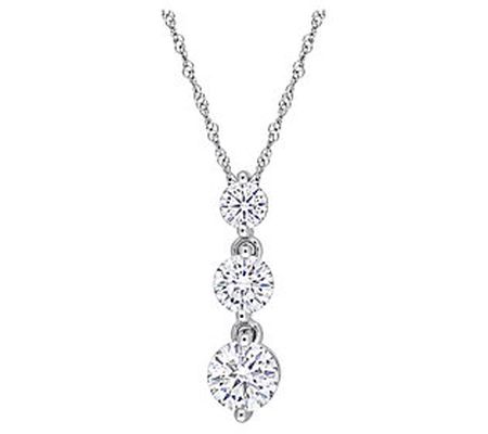 MoissanIce Moissanite 1.45 cttw 3-Stone Pendant w/ Chain