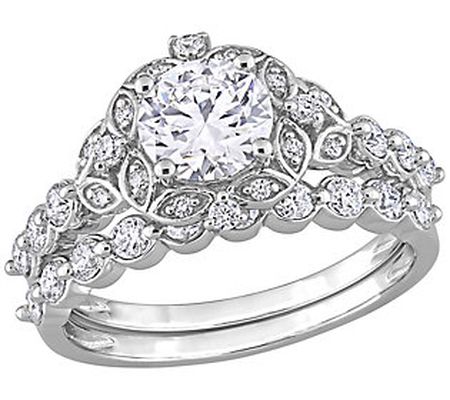 MoissanIce Moissanite 1.65 cttw Bridal Ring Set Sterling