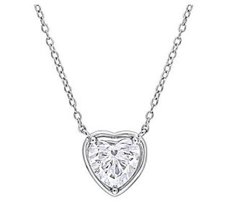 MoissanIce Moissanite 1.90 cttw Halo Heart Neck lace, Sterling