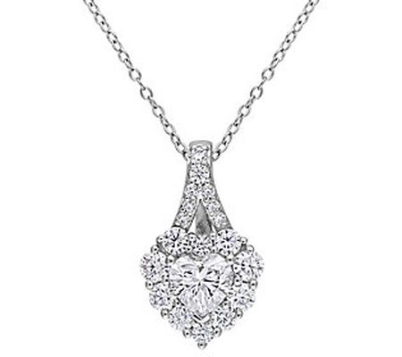 MoissanIce Moissanite 2.05 cttw Heart Pendant w Chain