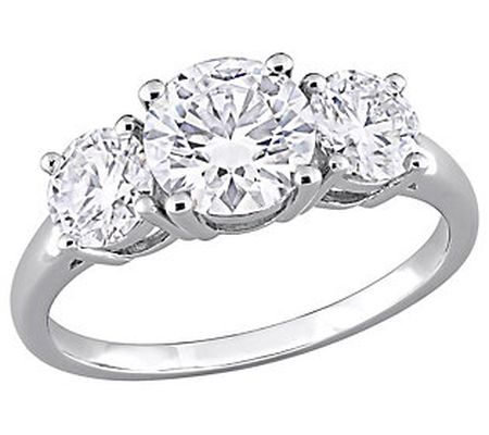 MoissanIce Moissanite 2.15 cttw 3-Stone Ring, S erling