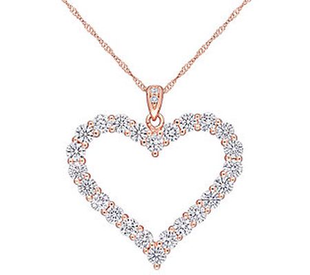 MoissanIce Moissanite 2.15 cttw Heart Pendant w Chain, 18K